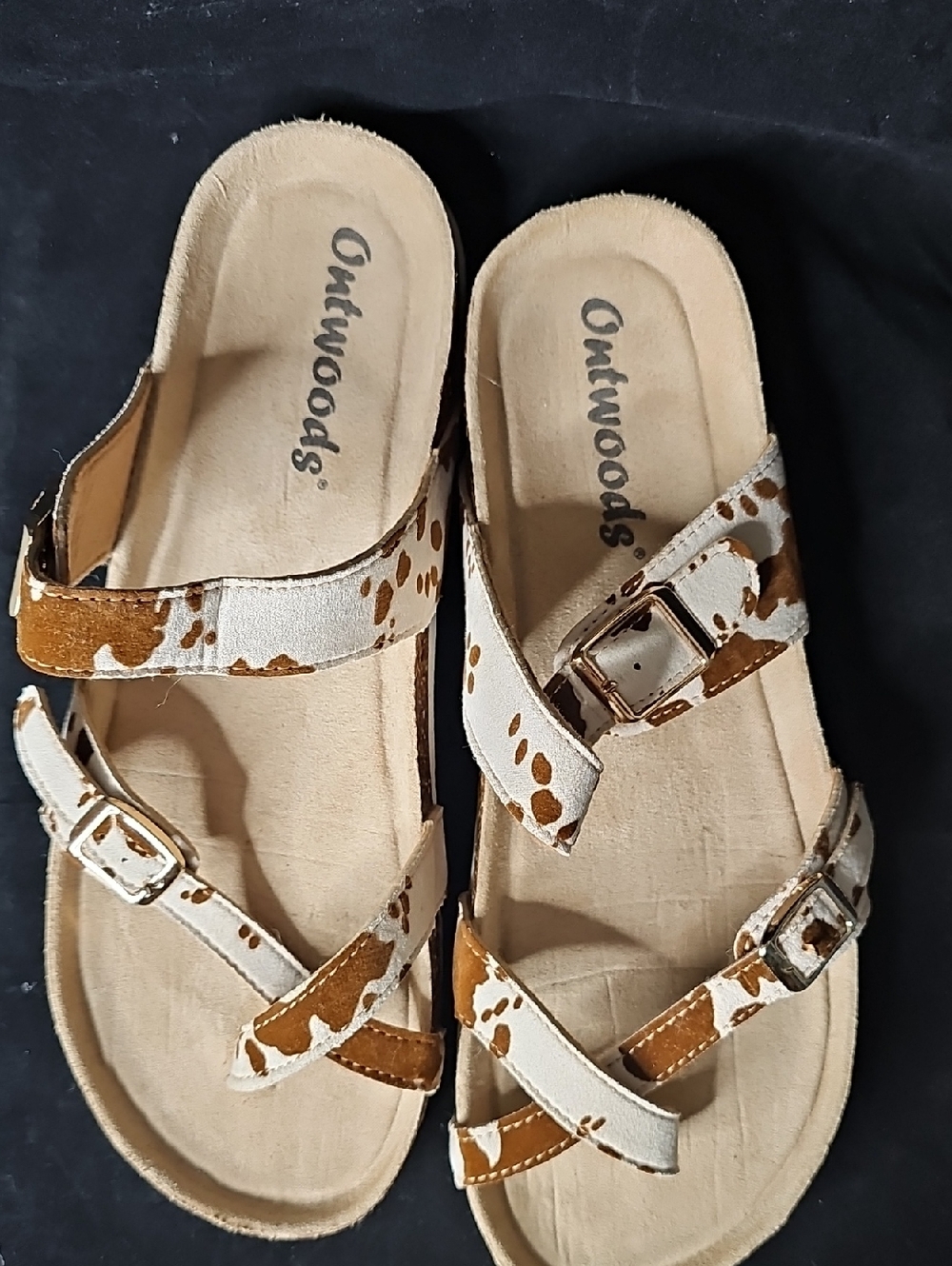 Women’s Tan & White Casual Cork Sandals - Picture 2 of 4